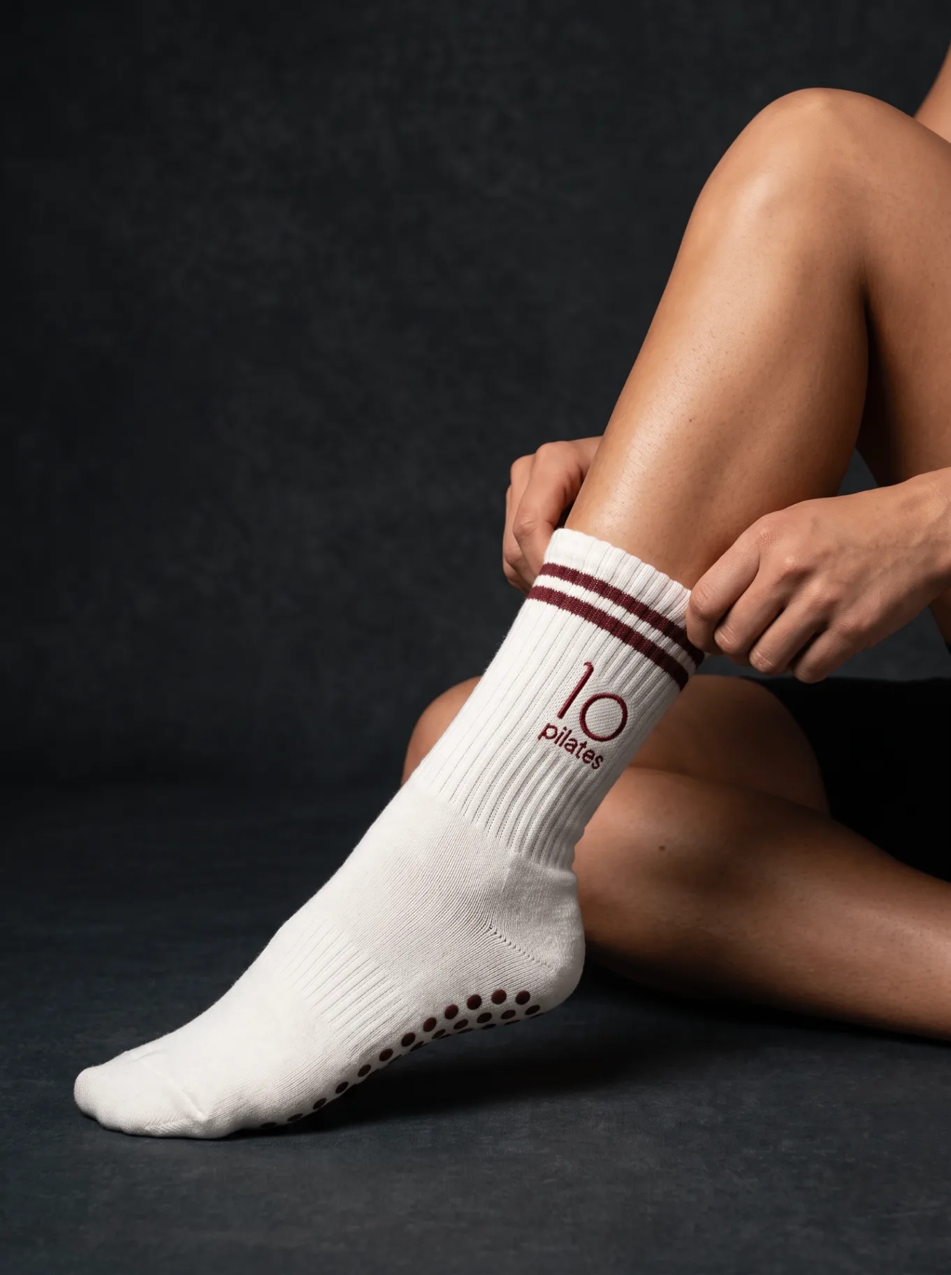 Custom mid-rise Pilates grip socks for reformer sessions